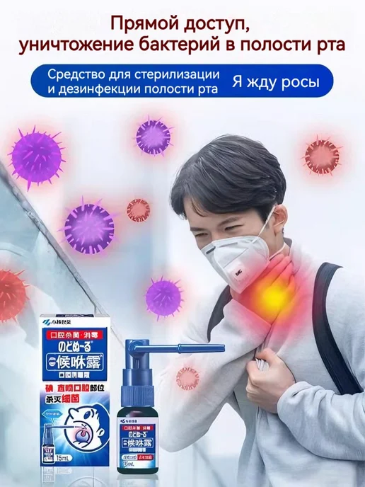 Спрей для горла с йодом 15 мл от боли и воспаления, 15 мл, фото 6