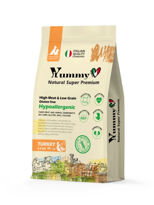 Сухой корм Yummy Linea для собак, крупные, средние, щенки, индейка, 2,5 кг, фото 2
