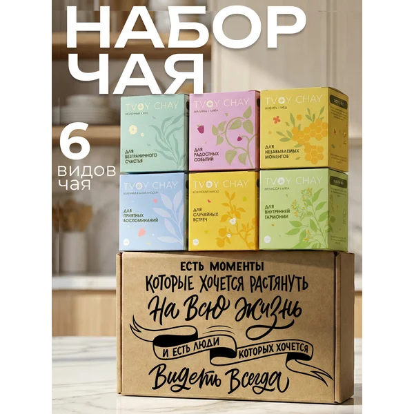 Набор чая подарочный 6 вкусов в подарочной коробке