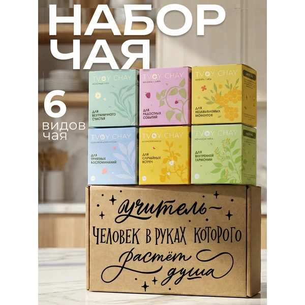 Набор чая подарочный 6 вкусов в подарочной коробке