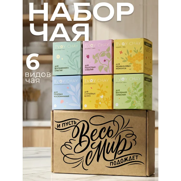 Набор чая подарочный 6 вкусов в подарочной коробке