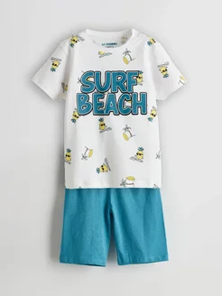 Комплект пижамы с шортами с принтом ананаса для мальчиков