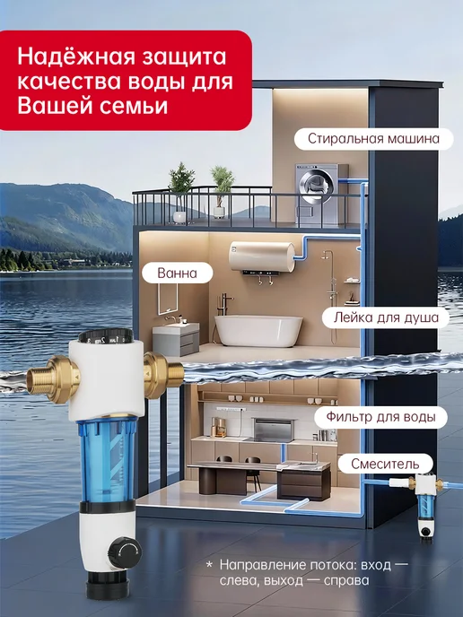 Stavilla Фильтр самопромывной 3 4" с манометром, латунный, белый, фото 7