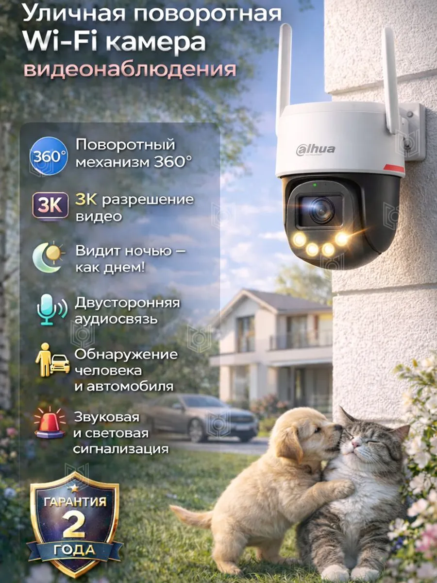 Камера видеонаблюдения уличная для дома WiFi с телефона 5Мп