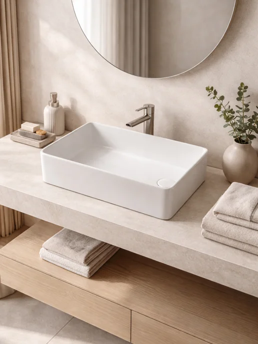 Ceramicanova Раковина накладная в ванную со смещенным сливом, 48,5х30,5см, 48.5x30.5 см, фото 7