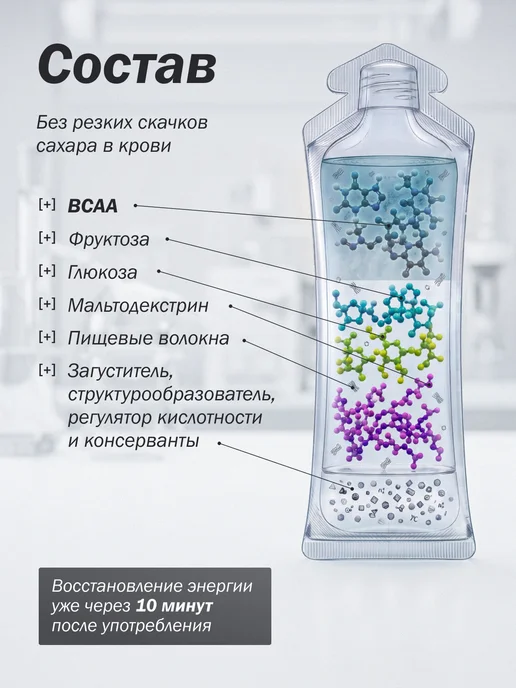 Арена Энергетический гель для бега с ВСАА, абрикос 12 шт, 12 шт, фото 6