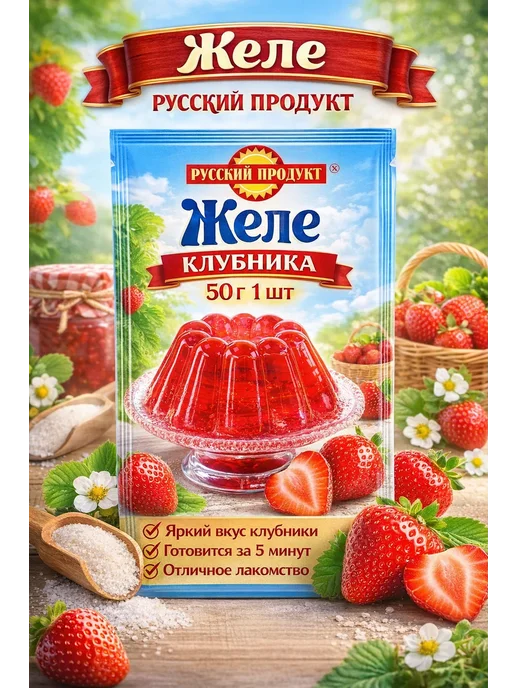 Желе Русский продукт со вкусом клубники, 50 г, 50 г, фото 7