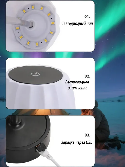 Ночник настольный, детский светильник с USB кабелем, белый, фото 5