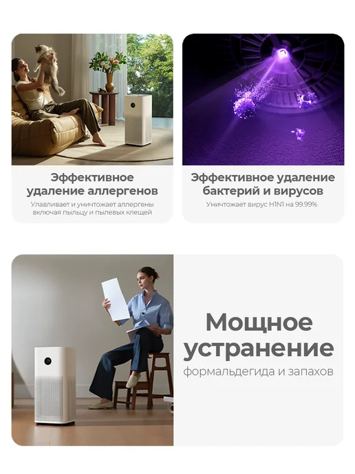 Xiaomi Очиститель воздуха Smart Air Purifier 6 GLOBAL, белый, белый, фото 3