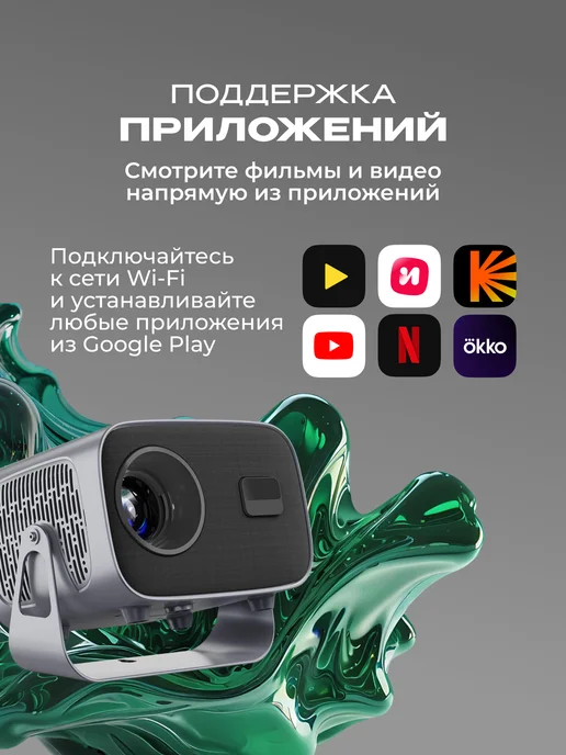 Enspire Проектор для фильмов T15 PRO домашний кинотеатр, серый, фото 3