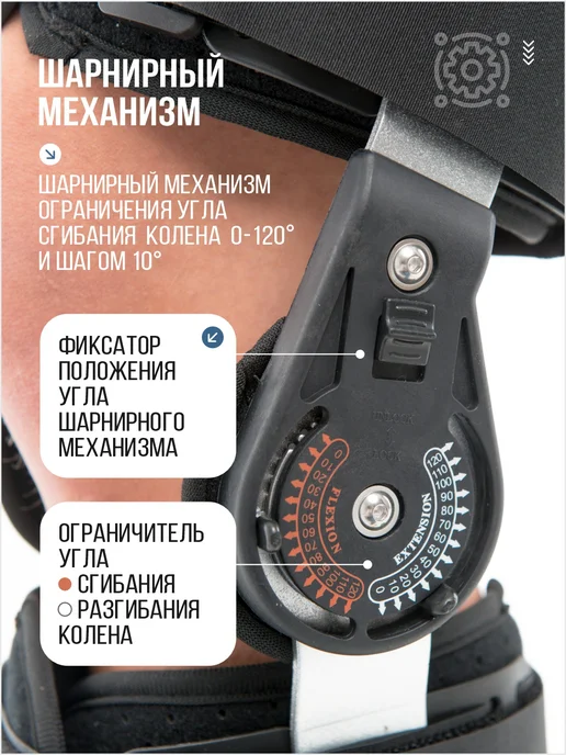 Ортез на коленный сустав с шарнирами фиксирующий, черный, фото 2