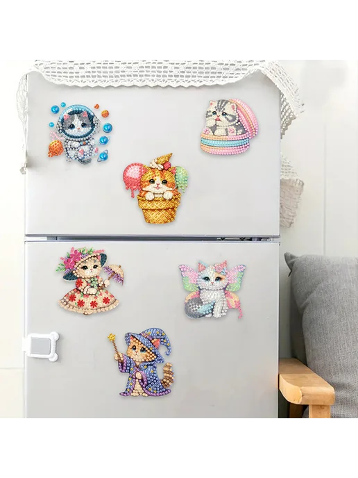 6 шт. магниты для DIY Алмазной вышивки коты, магнитики на хо, 6 шт, фото 3