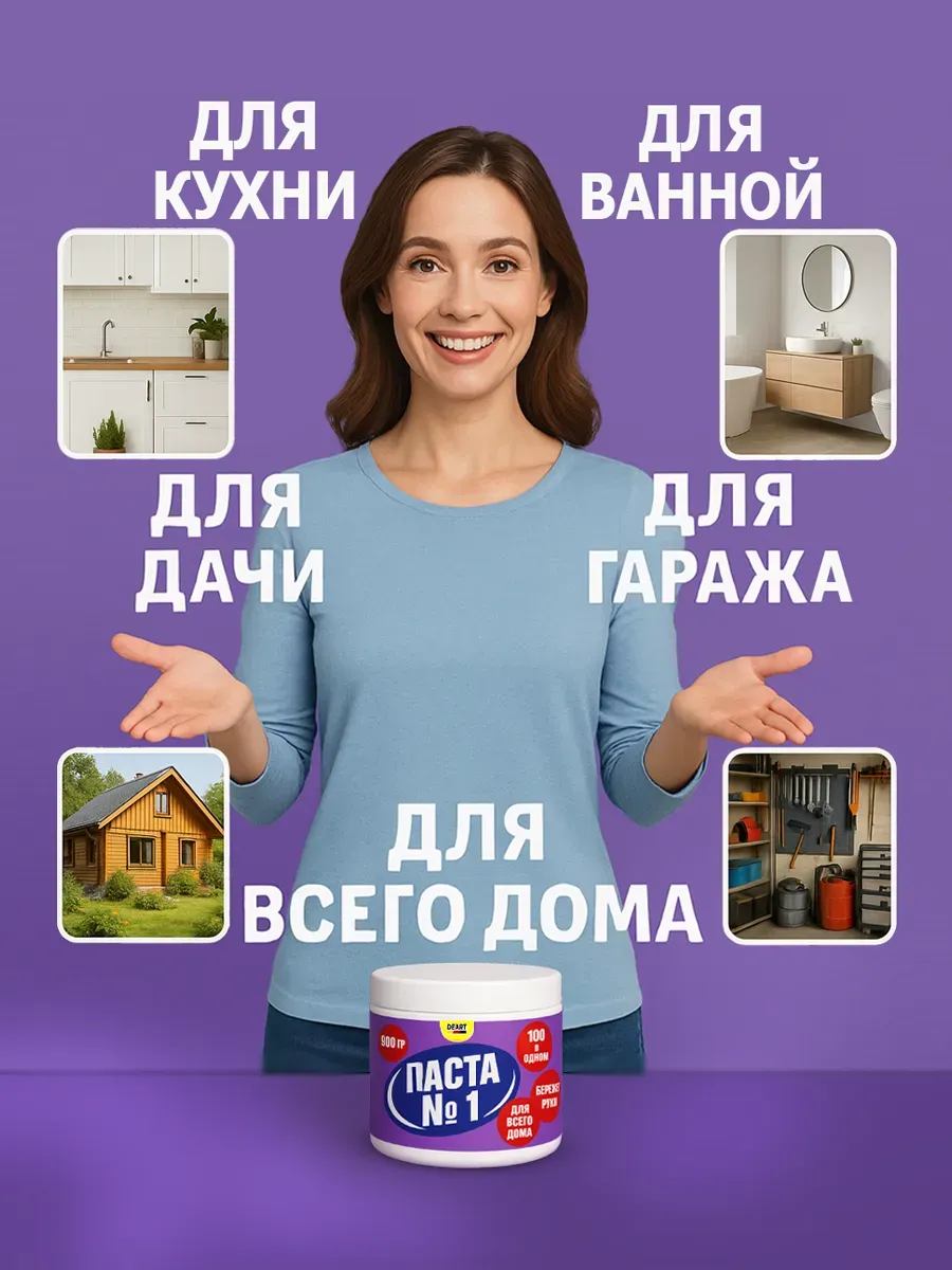 Чистящая паста №1 для уборки 0,9кг фото 2