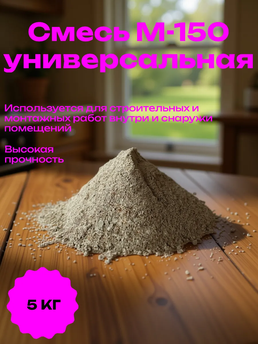 Сухая смесь строительная М-150 5 кг. (песчано-цементная)