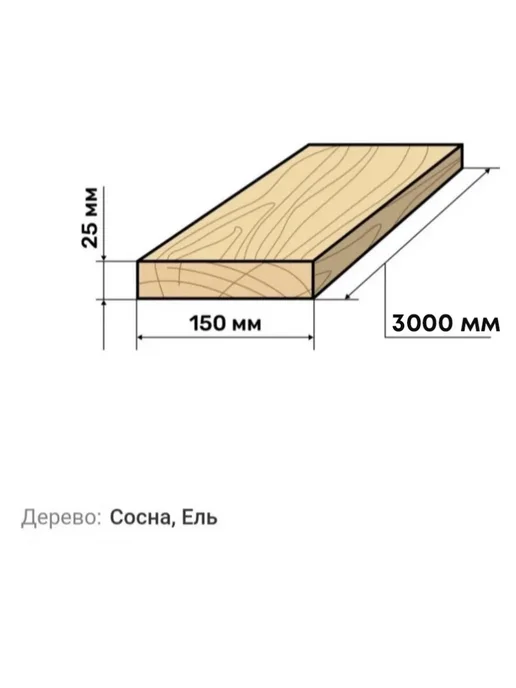 Доска естественной влажности 25х150х3000 (10 шт) хвоя, 10 шт